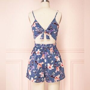 ONLY | Navy Floral Shorts Jumpsuit